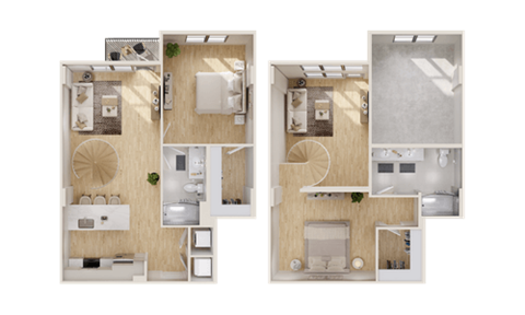 Floor plan for 1 bed, 1 bath, 1240 sqft